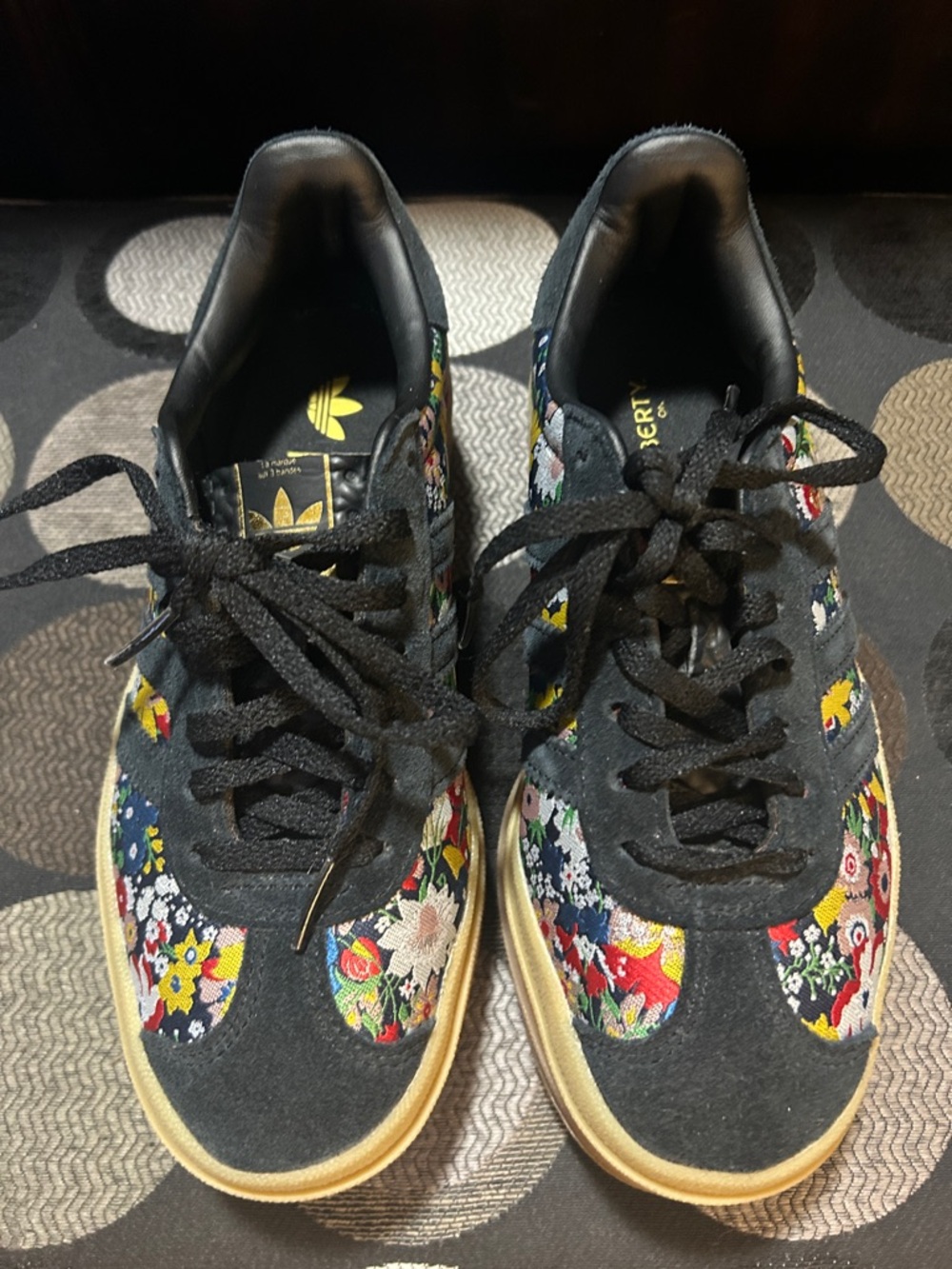 adidas Black Sneakers with Multicolor Floral Panels and Gum Sole